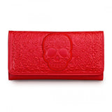  Red on Red Lattice Sugar Skull Embossed Handbag & Wallet SET