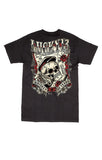  Lucky 13 Whiskey and Tears Skull Design Short Sleeve Mens T-shirt