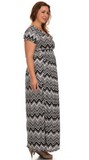 Plus Size Black White Chevron Wench Style Maxi Dress U.S.A