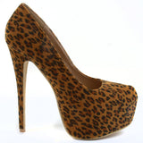 Cheetah Classic Stilleto Faux Suede Hidden Platform Pumps