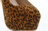 Cheetah Classic Stilleto Faux Suede Hidden Platform Pumps