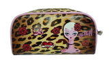 Retro Inspired Leopard Blondie Crescent Fashion Cosmetic Bag by Fluff