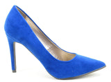  Blue Rockabilly Pin-up Pointy Toe Single Sole Vegan Suede Women's Pump 