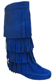  Fringe 4 Layer Moccasin Knee High Mid Calf Tall Vegan Boot