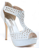  Jeweled Iridescent Glitter Open Toe Platform Party Heels Pump Sandals