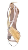 Metallic Open Toe Chiffon Assymetrical Strapped Sandals Gold