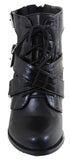  Moc Croc Pointed Toe Cut-out Lace-up Buckle Ankle Vegan Boot