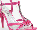  Flower Open Toe Rhinestone Strappy Stiletto High Heel Sandal Shoe