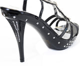  Teardrop Jeweled Formal Wedding Bridal Heel Platform Sandal Black