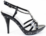  Teardrop Jeweled Formal Wedding Bridal Heel Platform Sandal Black