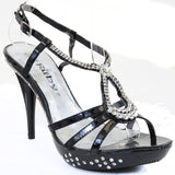  Teardrop Jeweled Formal Wedding Bridal Heel Platform Sandal Black