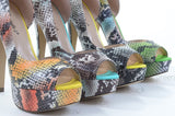 Multicolor Faux Leather Textured Snake Peep Toe Platform Pumps Lilian-03