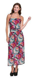 Multi Bright Swirl Abstract Printed Halter Tube Fashion Dress