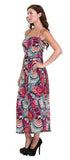 Multi Bright Swirl Abstract Printed Halter Tube Fashion Dress