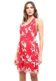 Red Floral Embroidered Open Back Mesh Sleeveless Cocktail Dress U.S.A.