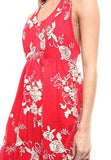 Red Floral Embroidered Open Back Mesh Sleeveless Cocktail Dress U.S.A.