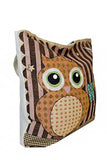 Striped Night Owl Design Oversize Canvas Tote Bag Purse