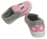 Kids Pink Polka Dot Panda Cartoon Slip On Girls Sneakers