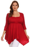 Womens Plus Size Asymmetric Wench Style Fashion Blouse