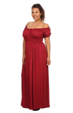 Womens Plus Size Solid Red Wench Style Maxi Dress U.S.A