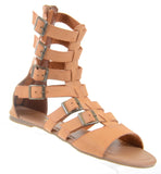  Gladiator Strappy Buckle Cuff Ankle Flats Vegan Sandal