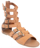  Gladiator Strappy Buckle Cuff Ankle Flats Vegan Sandal