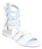  Gladiator Strappy Buckle Cuff Ankle Flats Vegan Sandal