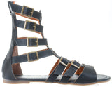  Gladiator Strappy Buckle Cuff Ankle Flats Vegan Sandal