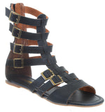  Gladiator Strappy Buckle Cuff Ankle Flats Vegan Sandal