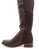 Stretchy Brown Faux Leather Over the Knee Riding Women's Boots