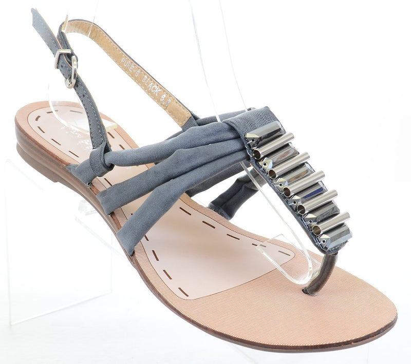 Metal Summer Gladiator Thong Slip On Flip-flop Flat Sandals