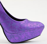 Metallic Purple Pointy Toe Platform Stiletto Pumps