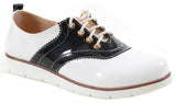 Black White Saddle Oxford Lace up Women's Vegan Shoes