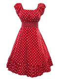 Retro 1950s Polka Dot Smock Swing Plus Size Fashion Dress