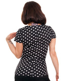  Steady Clothing Black White Polka Dot Sophia Rockabilly Retro Top U.S.A