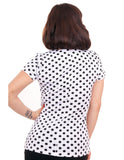  Steady Clothing White Black Polka Dot Sophia Rockabilly Retro Top U.S.A