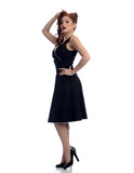  Steady Clothing Black Rockabilly Retro Diva Swing Dress U.S.A 