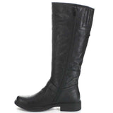  Black Riding Double Ankle Strap Knee-high Women's Vegan Biker Boots