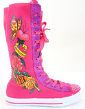 Hearts Butterflies Tattoo Girls Knee High Sneaker Boots Fourever Funky