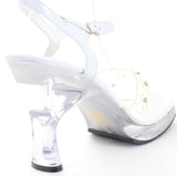  Clear Rhinestone Heel White Sandal Women's Low Heels