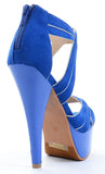  Criss-cross Lamy Stiletto Heels Platform Sandals Blue Fourever Funky 