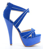  Criss-cross Lamy Stiletto Heels Platform Sandals Blue Fourever Funky 