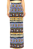 Womens Blue Multi Aztec Funky High Waist Maxi Skirt