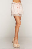 Blush Lace Overlay Design Waist Tie Ruffle A-line Skirt U.S.A