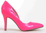 Hot Neon Pink Patent D'Orsay Pointy Toe Women's Heels Pumps