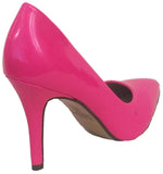 Hot Neon Pink Patent D'Orsay Pointy Toe Women's Heels Pumps