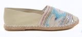 Tribal Sequin Canvas Cap Toe Stripes Espadrille Skimmer Loafer Flat