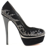 Rhinestone Black Lamy Platform Stiletto Women's Pumps Shoes