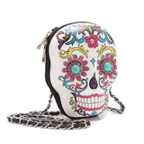 Colorful Sugar Skull Day of the Dead Hard Case Crossbody Clutch