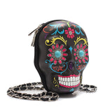 Colorful Sugar Skull Day of the Dead Hard Case Crossbody Clutch